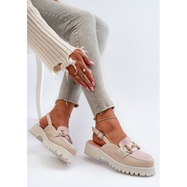 S.Barski Plattklackade damsandaler med dekoration Beige D&amp;A MR38-656 2