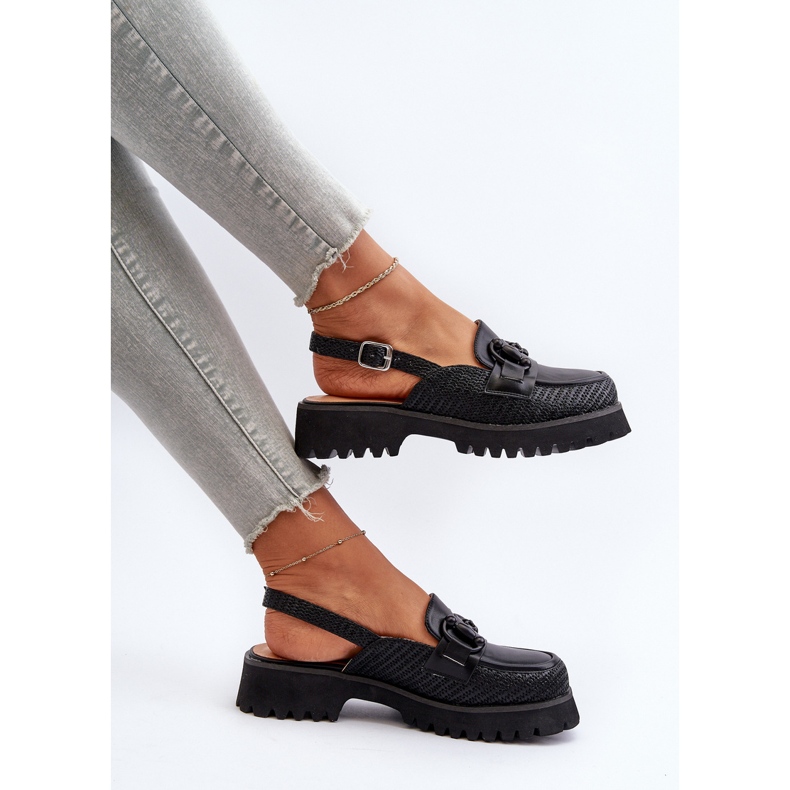 S.Barski Plattklackade damsandaler med dekoration Svart D&amp;A MR38-656 1