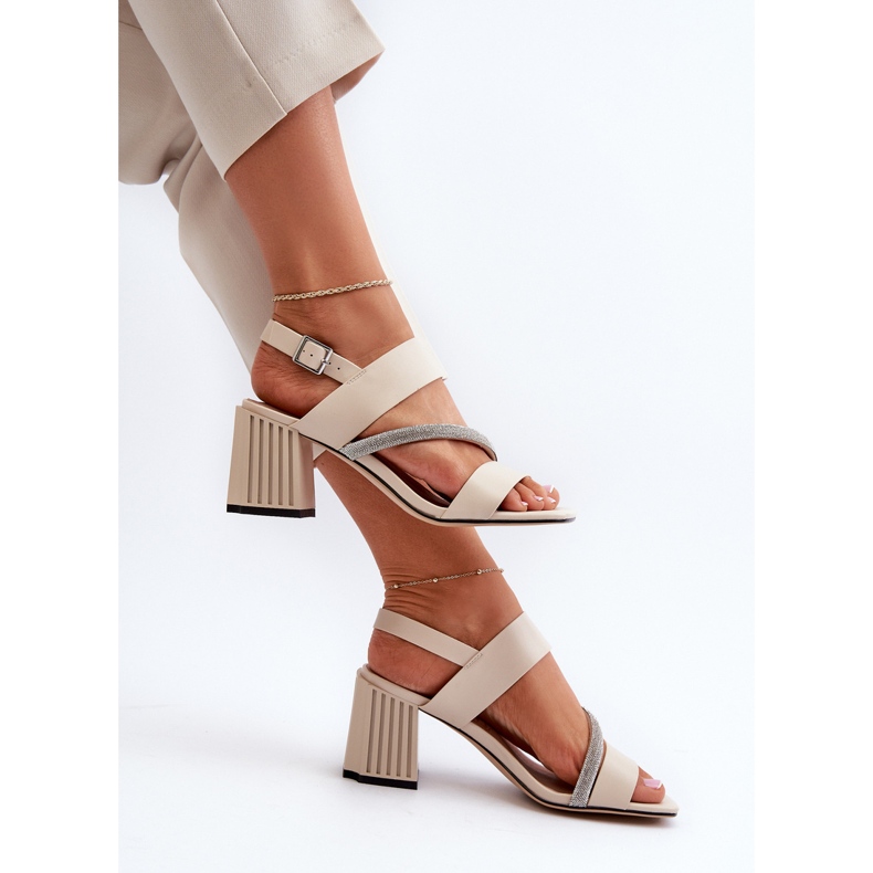 S.Barski Eleganta högklackade damsandaler Beige D&amp;A MR38-549 1