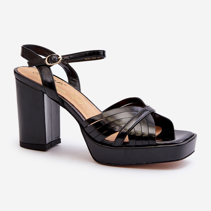 S.Barski Patenterade damsandaler på hög klack Svart D&amp;A MR38-668 1