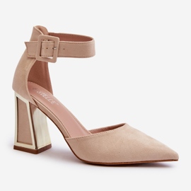 Mocka Pumps på en högklackad Beige Lodho 2