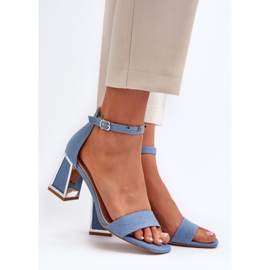 Blå Pholia denimsandaler på hög klack 2