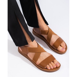 Damsandaler med kamel slip-on brun 1