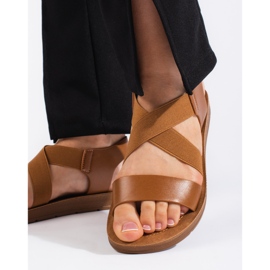 Damsandaler med kamel slip-on brun 2
