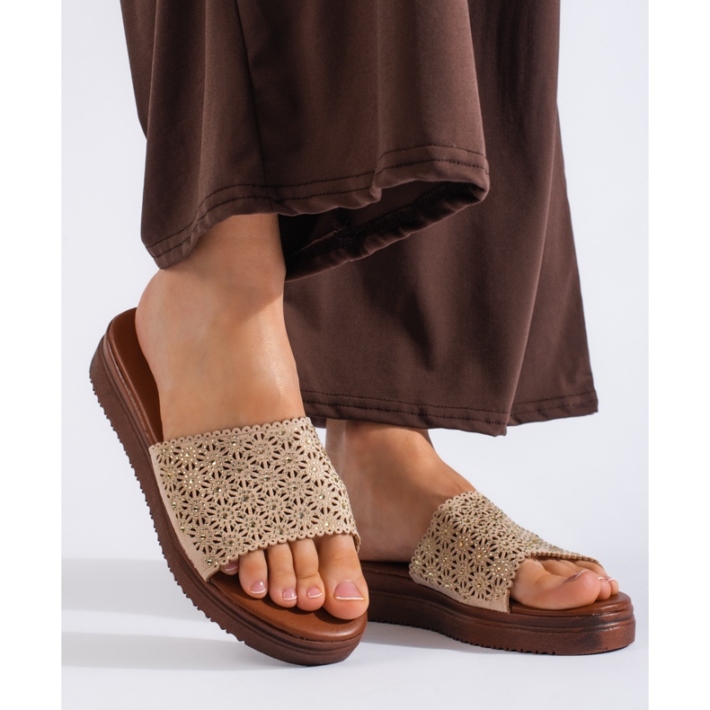 Beige plattformsrutschbanor för kvinnor 1