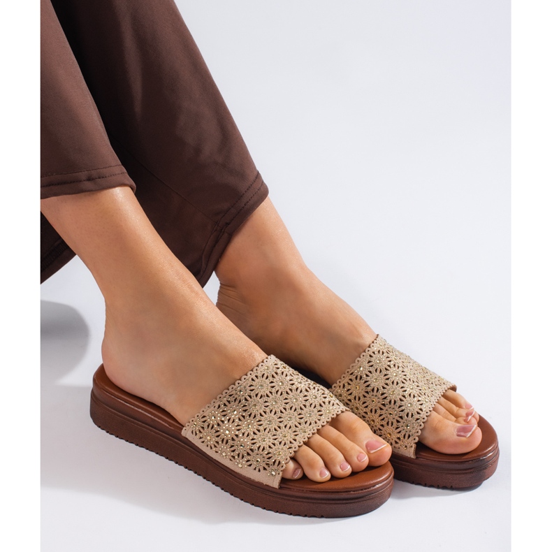 Beige plattformsrutschbanor för kvinnor 2