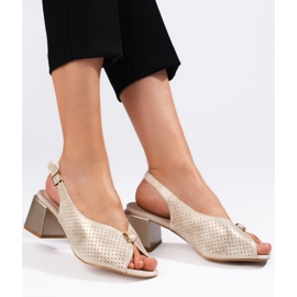 Goodin Eleganta guldiga högklackade sandaler gyllene 1