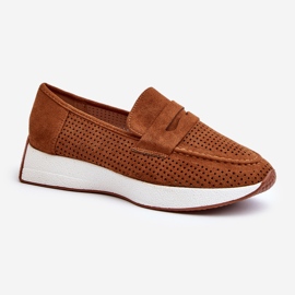 Ekomocka för kvinnor, Camel Inesqua-mockasiner på plattformen brun 1