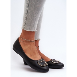 Svarta balettlägenheter i ekologisk läder med dekoration av Enicoria 2