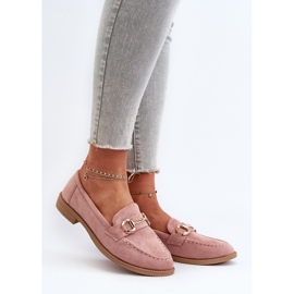 Kvinnors platt klack mockasiner med rosa Aviole dekoration 2