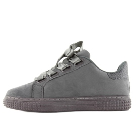 Satin sneakers 16-535 Grå snören 1