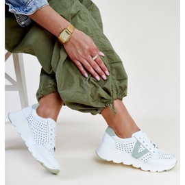 Vinceza genombrutna sneakers i vitt läder 1