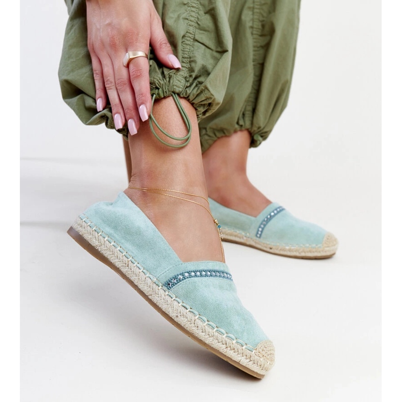 Gröna espadrillor med Abia strass 1