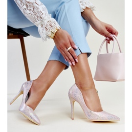 Rosa metallic högklackat med en Serranillos läderinlägg 1