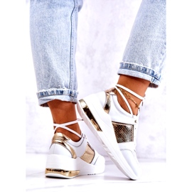 S.Barski Sportskor i läder för kvinnor på en kil Vit Larson 4