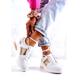 S.Barski Sportskor i läder för kvinnor på en kil Vit Larson 2