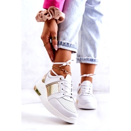 S.Barski Sportskor i läder för kvinnor på en kil Vit Larson 1