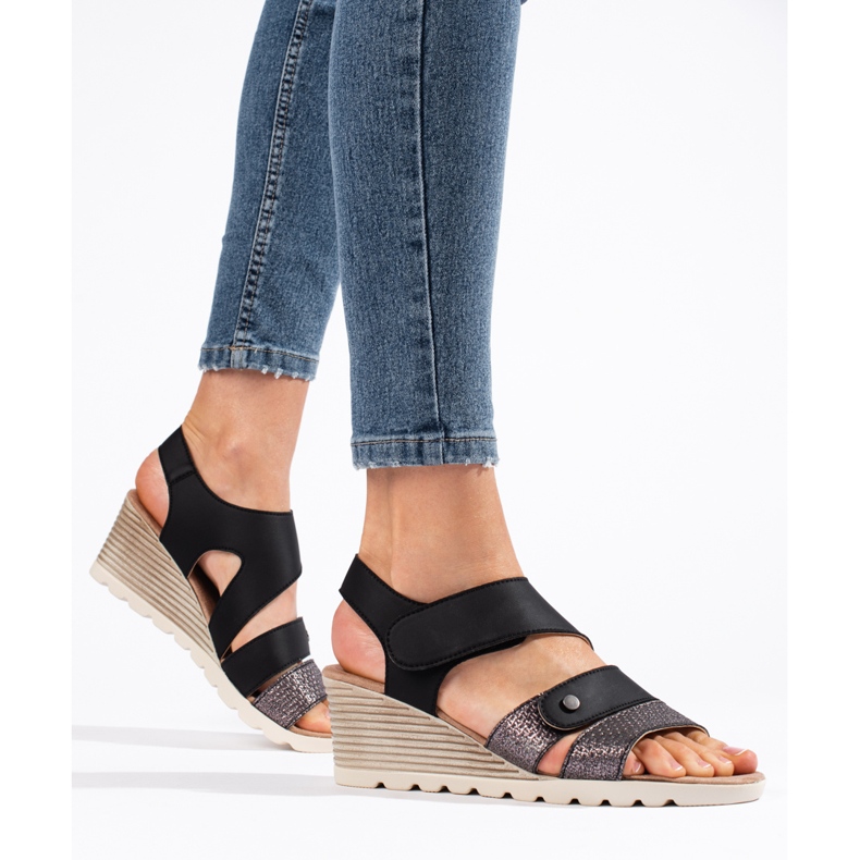 Kardborresandaler för kvinnor svart 1