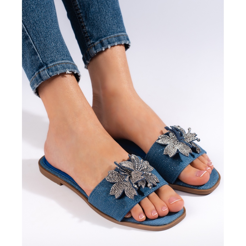 Damrutschbanor i jeans med dekoration blå 1