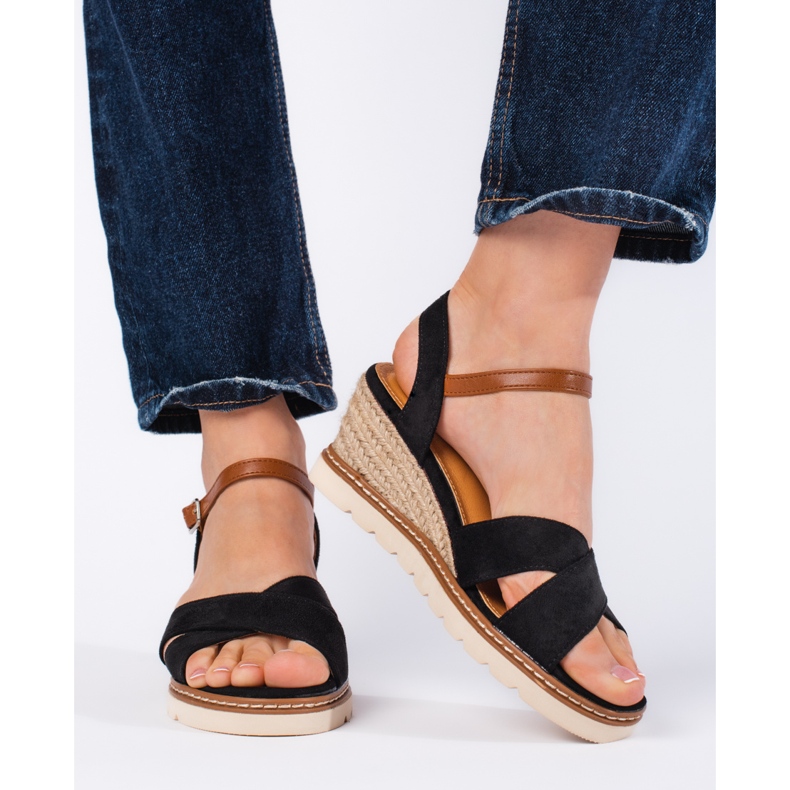 Svarta kilsandaler för kvinnor 1