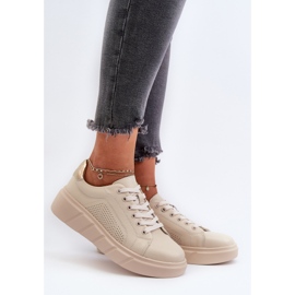 Sneakers i läder för kvinnor på den beige plattformen Gatira 2