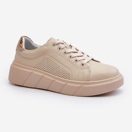Sneakers i läder för kvinnor på den beige plattformen Gatira 1