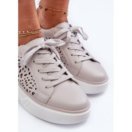 Genombrutna sneakers för kvinnor på plattformen Lädergrå Peilaeno 6