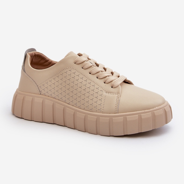 Sneakers i läder för kvinnor på den beige Eselmarie-plattformen 1