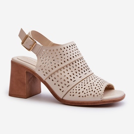 Genombrutna sandaler på hög klack Sergio Leone SK565 ljusbeige 1