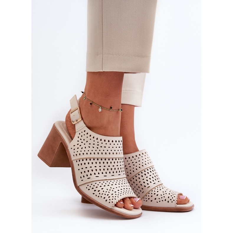 Genombrutna sandaler på hög klack Sergio Leone SK565 ljusbeige 2