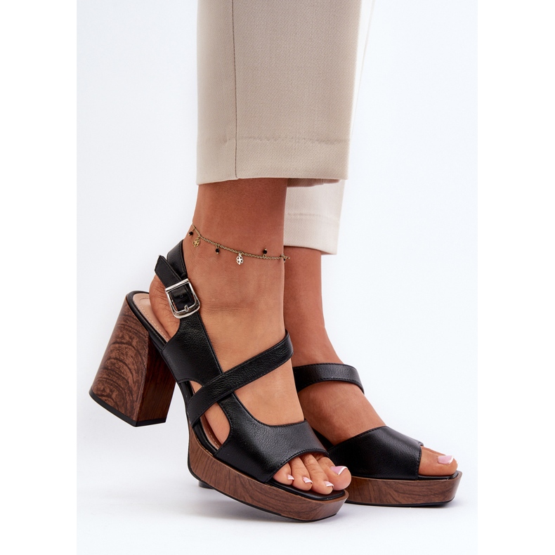 Damsandaler på hög klack Sergio Leone SK577 Svart 2