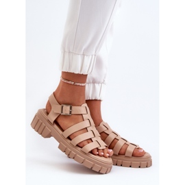 Romerska sandaler för kvinnor Beige Rosarose 4
