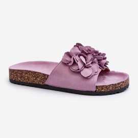 Damflip-flops på en korkplattform gjord av ekomocka, lila jaihini purpur 1