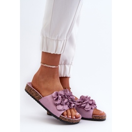 Damflip-flops på en korkplattform gjord av ekomocka, lila jaihini purpur 2