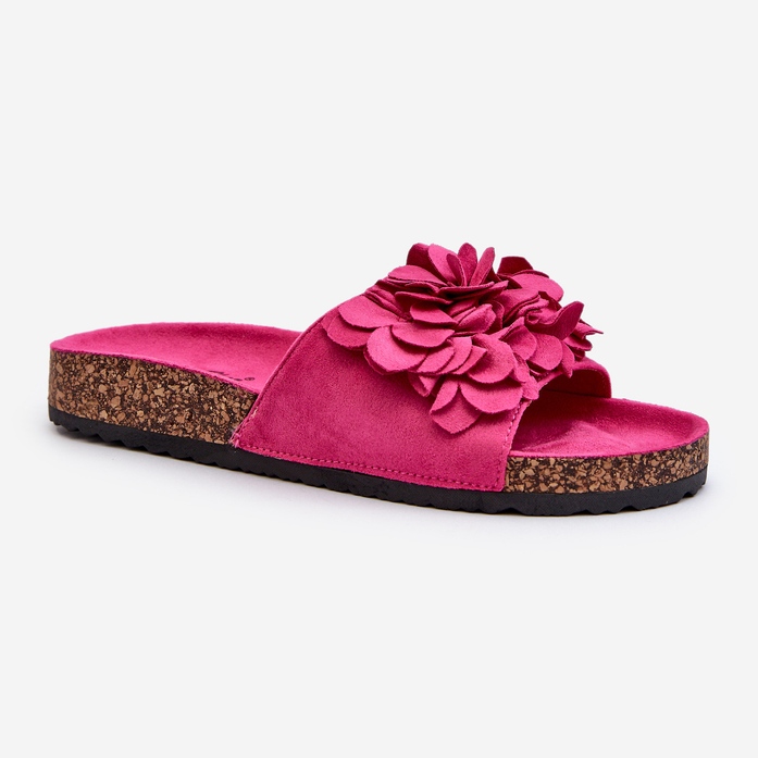 Damflip-flops på en korkplattform gjord av ekomocka Fuchsia Jaihini rosa 1