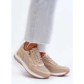 Sneakers dam med glitter och dragkedja INBLU IN000365 Beige 2
