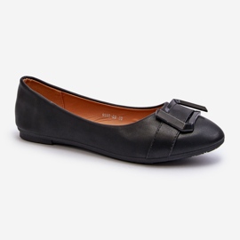 Eco Leather Balett Flats med rem och dekoration, svart Cadwenla 1
