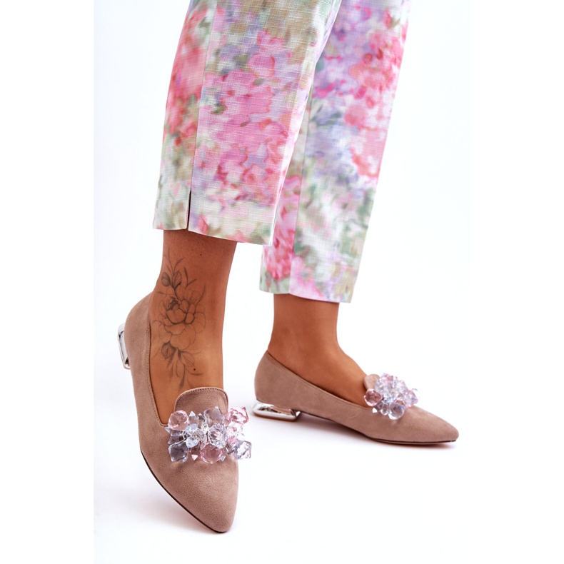 Seastar Damutsmyckade Loafers med platta klackar Mörkbeige Sloane 4