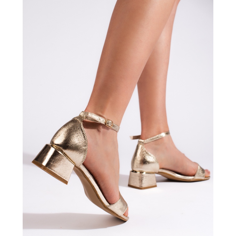 Goodin Högklackade damsandaler i guld gyllene 2