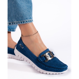 Goodin Blå genombrutna mockasiner för kvinnor 2