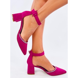 Bardini Fuchsia högklackade pumps med ankelrem rosa 2