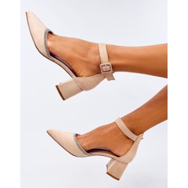 Bardini Naken pumps med högklackade ankelrem beige 1