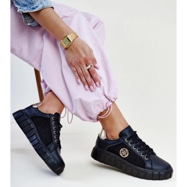 Svarta lädersneakers med massiv Viera-sula 1