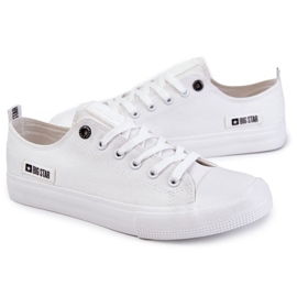 Mäns låga material sneakers Big Star KK174006 White vit 3