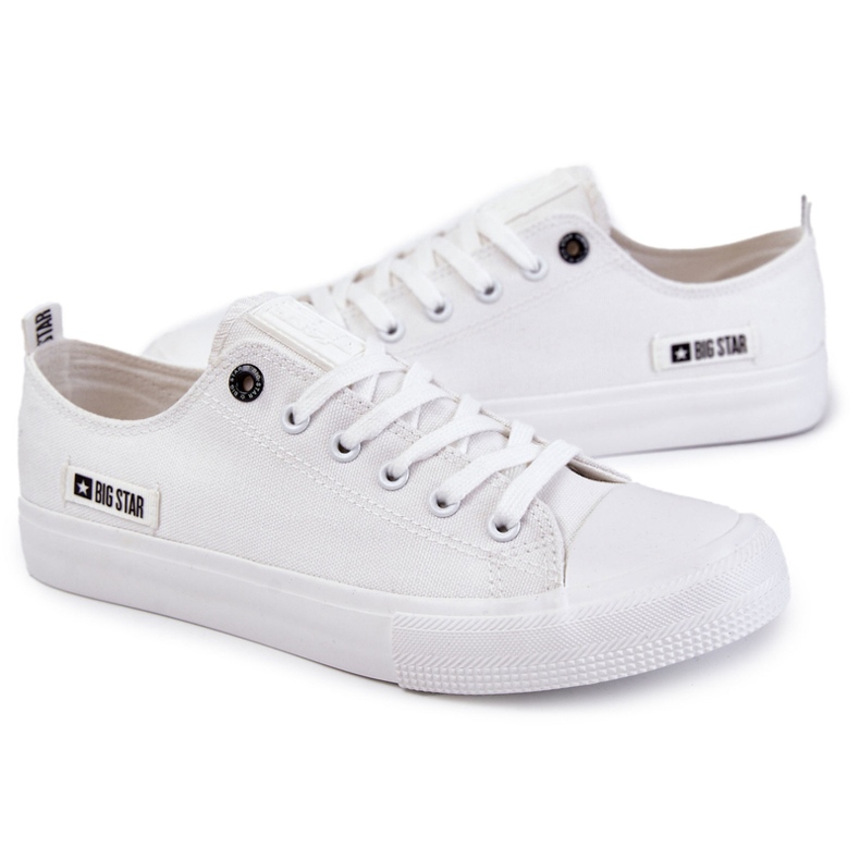 Mäns låga material sneakers Big Star KK174006 White vit 3