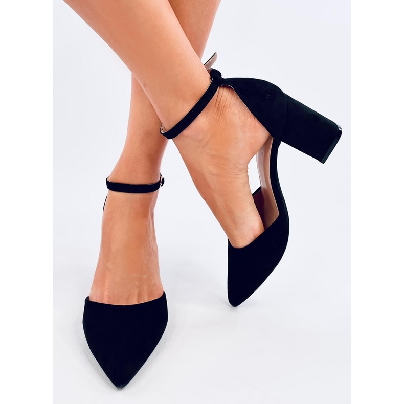 Pozzi Black pumps med ankelband svart 2
