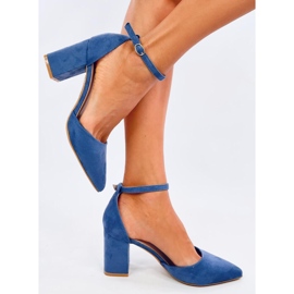 Pozzi Denim Blue pumps med ankelband blå 2