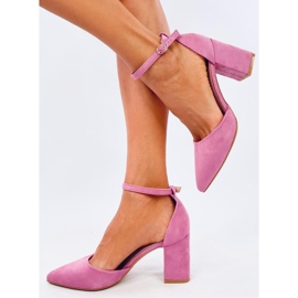 Pozzi Fushia högklackade pumps med ankelfäste rosa 2