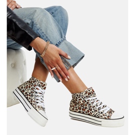 Bagy hög leopardmönstrad sneakers med tjock sula brun 4