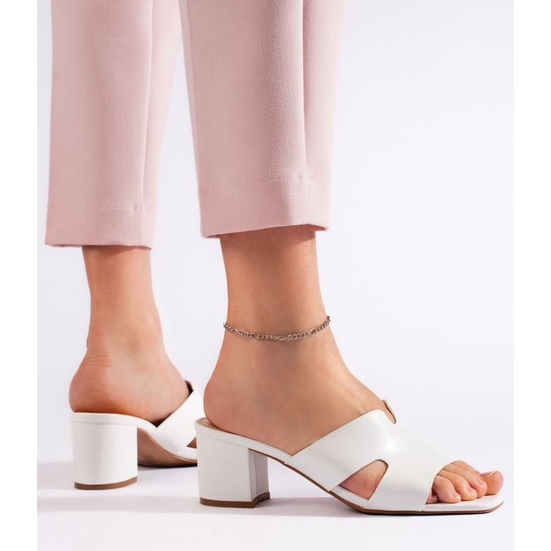 Vita högklackade flipflops för kvinnor 2